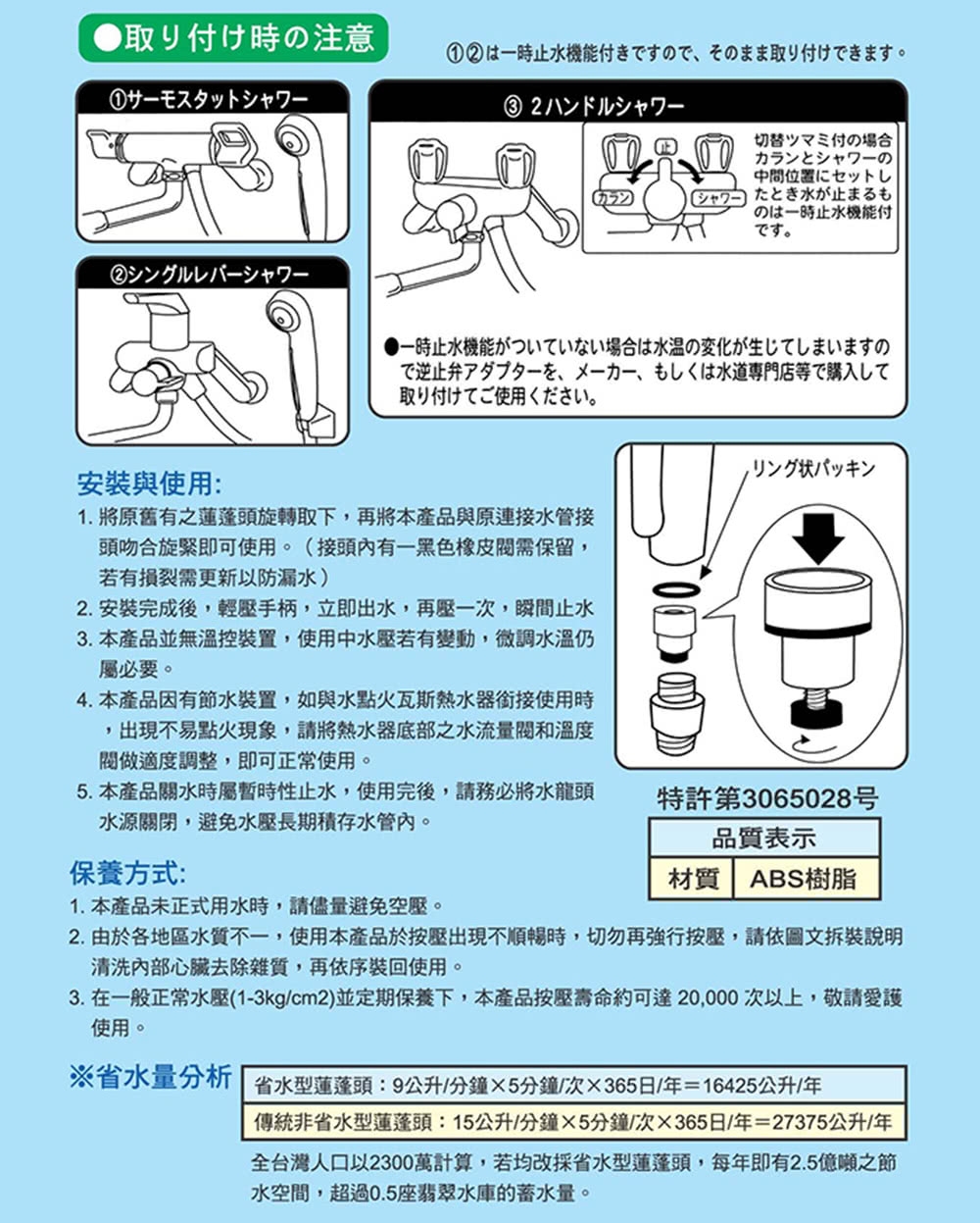 魔特萊 第2代按壓式活氧省水蓮蓬頭 BW-2S