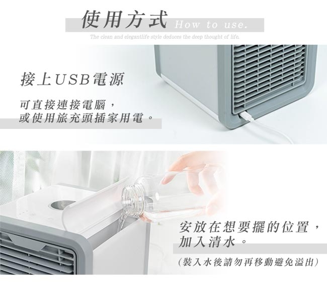 樂嫚妮 移動式可攜帶 水冷扇/霧化扇 USB桌上型