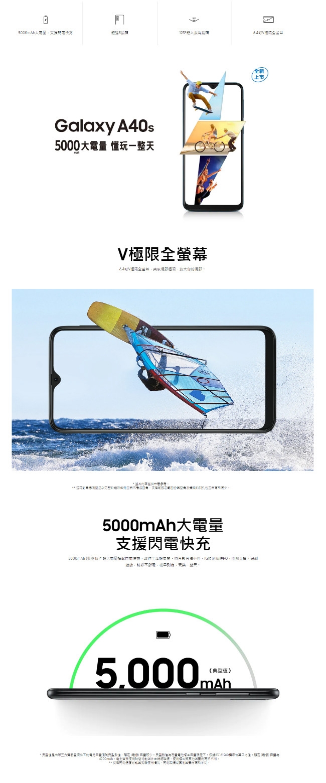 Samsung Galaxy A40s(6G/64G)6.4吋智慧型手機