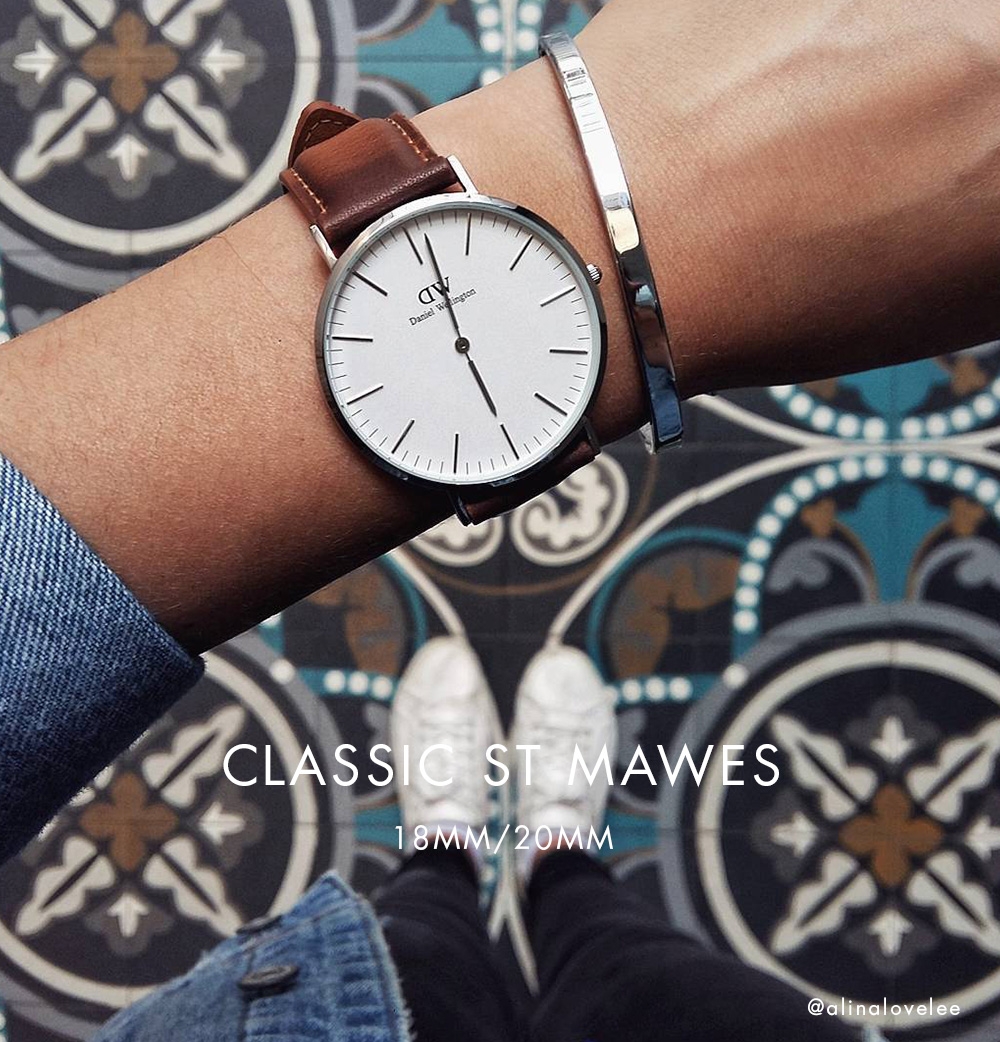 Daniel Wellington DW 錶帶Classic St Mawes 18mm棕色真皮錶帶-銀