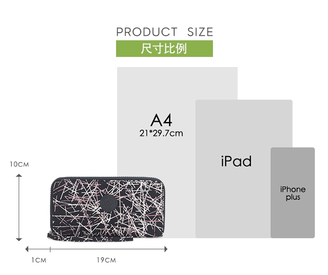 Kipling 英式粉漆塗鴉多層收納拉鍊長夾-IMALI