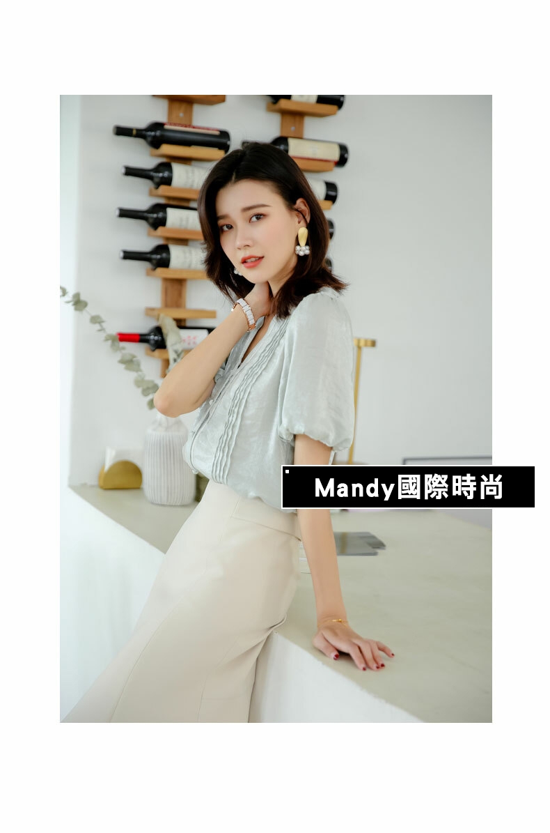 Mandy國際時尚 高腰雪紡OL氣質包臀裙半身裙A字裙_預購【韓國服飾】