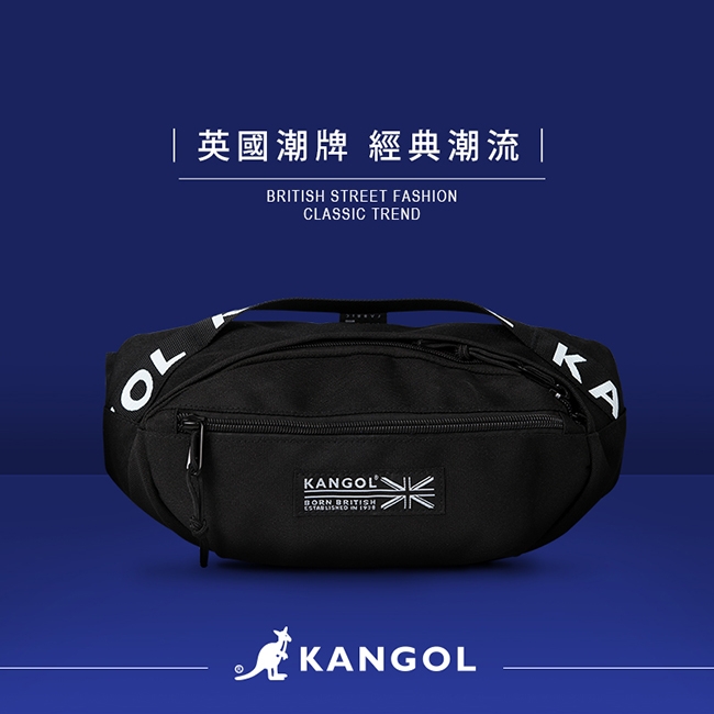 KANGOL LIBERTY系列 韓版潮流LOGO背帶腰包-黑色 KG1191