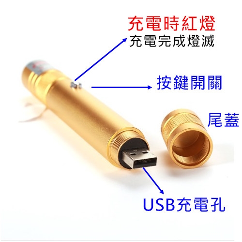 TX特林USB直充式綠光雷射手電筒(T-G520A-USB)