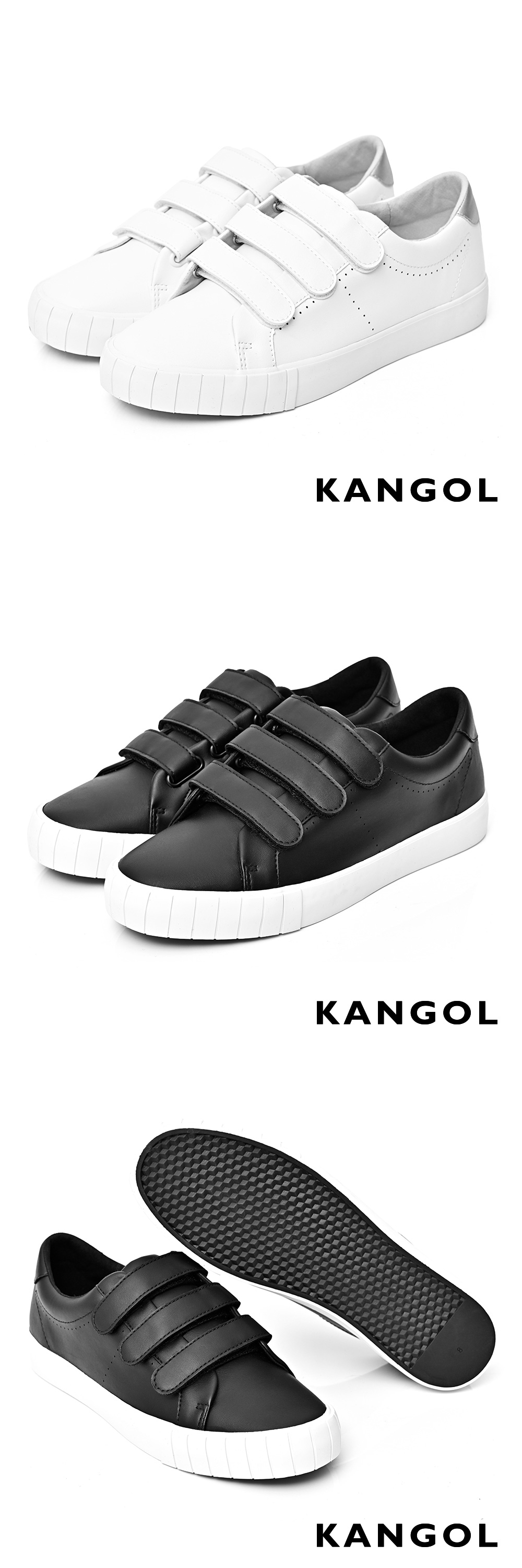 【KANGOL】三帶皮革休閒鞋-共兩色