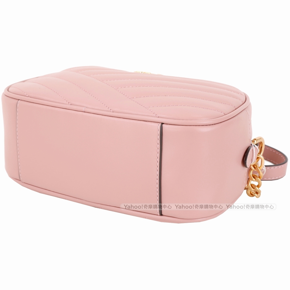 TORY BURCH Kira 雙T飾絎縫羊皮相機包(月光粉)