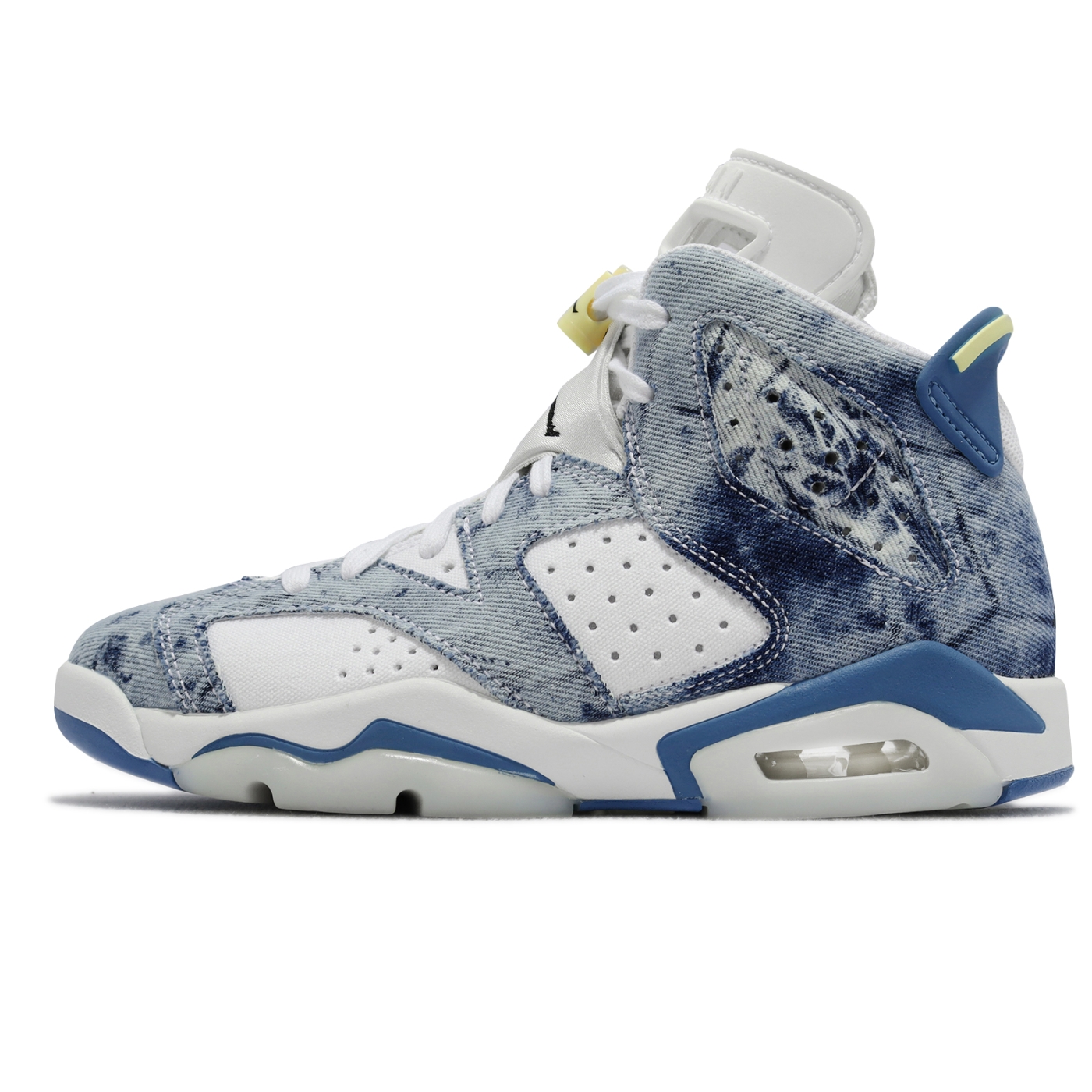 Nike 休閒鞋Air Jordan 6 Retro GS 大童女鞋藍白水洗丹寧AJ6 高筒