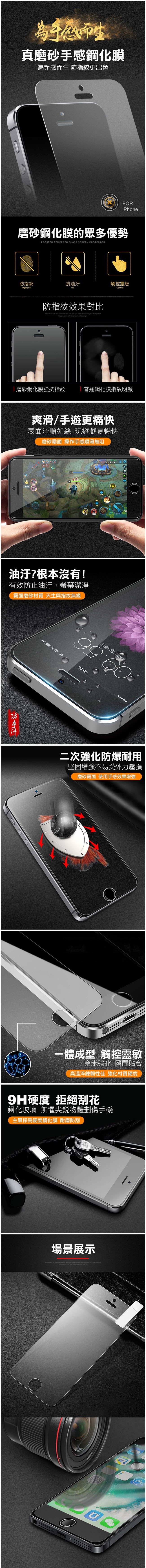 iPhone 5/5S/SE 非滿版全屏 霧面 9H鋼化玻璃膜 保護貼