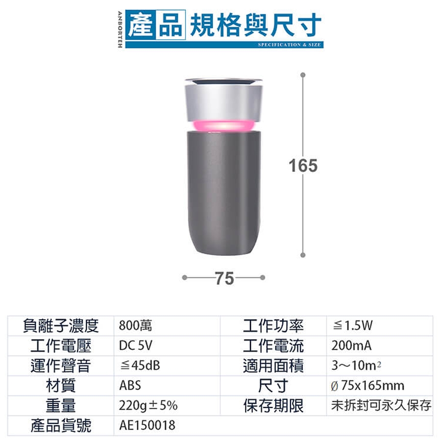 【神波源】USB充電、負離子淨化炫彩空氣清淨機(ABT-E035)