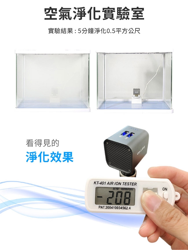 【GOLiFE】GoPure 多功能車用負離子空氣清淨器(清淨器、充電、擊破器)