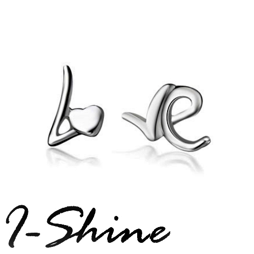 I-Shine-LOVE字母-愛心英文字母造型耳環AH04