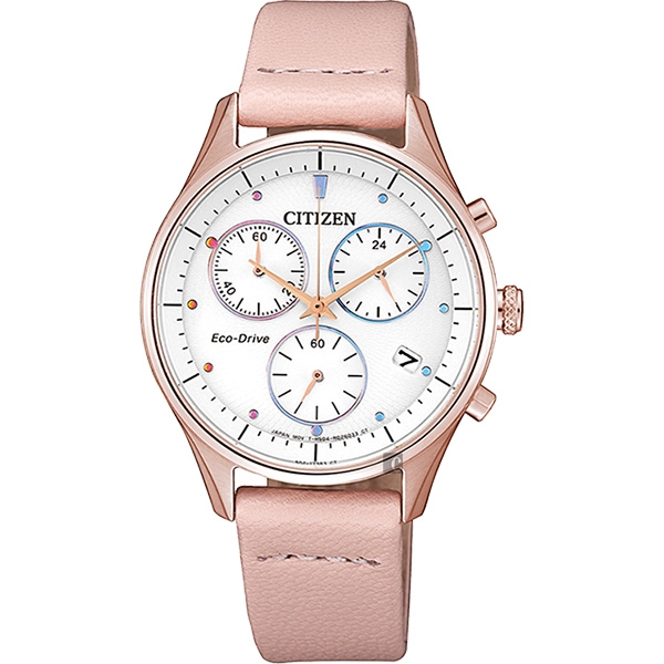 CITIZEN 星辰 光動能計時女錶-粉色錶帶/38mm(FB1443-08A)