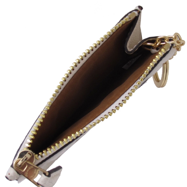 COACH 十字紋皮革 / 卡夾 鑰匙圈 零錢包(白色)