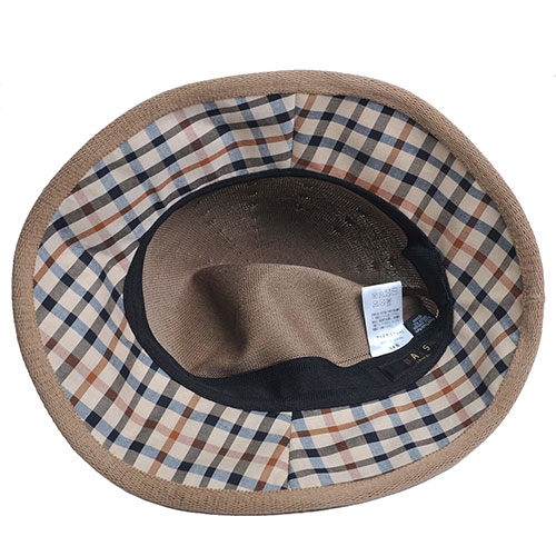 DAKS品牌格紋字母金屬LOGO漁夫帽(駝色)