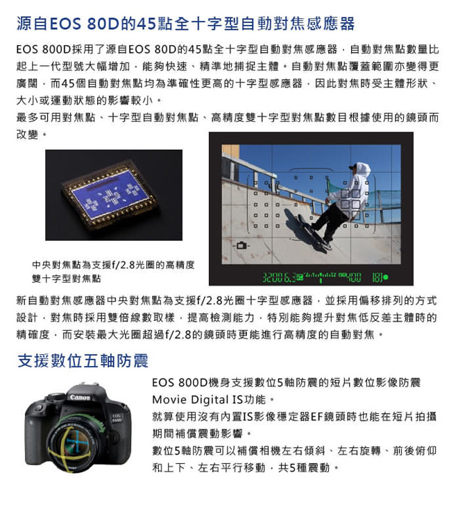 【快】CANON EOS 800D+18-135mm IS STM 單鏡組*(中文平輸)