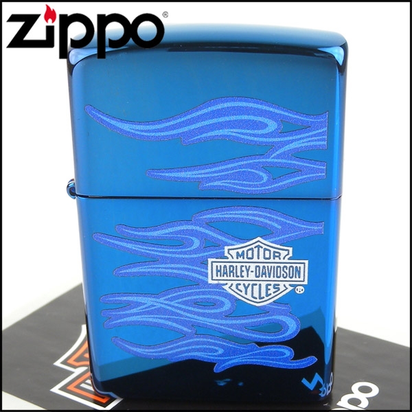 ZIPPO 美系~哈雷~Harley-Davidson-藍色火焰圖案設計打火機