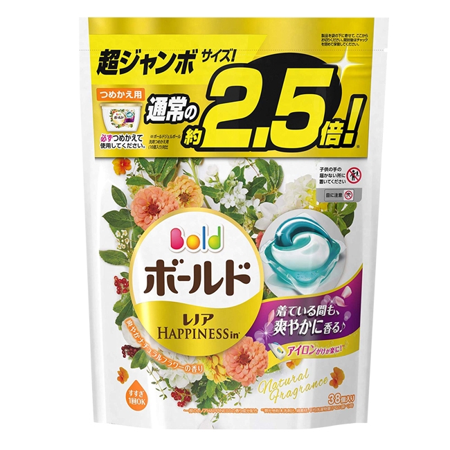 日本P&G 3D立體2.5倍洗衣果凍膠囊補充包-杏花清香(38顆入)