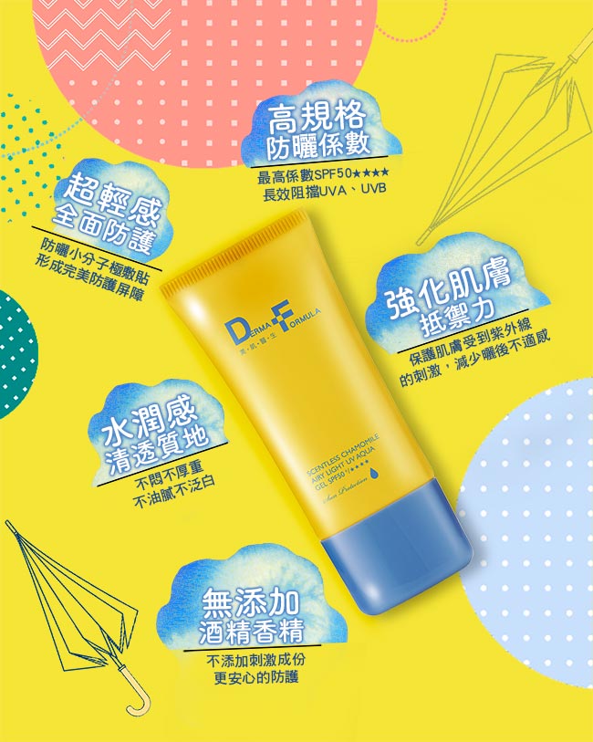 DF美肌醫生 超值組 白夏菊超輕感防曬凝露SPF50 (40mlX2+15mlX2)