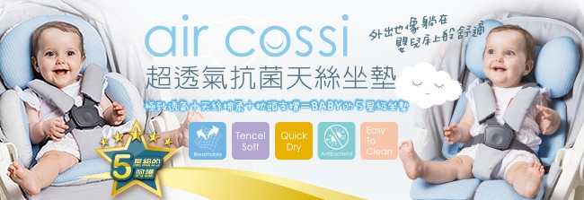 air cossi 超透氣抗菌天絲座墊_嬰兒推車座墊 (新生兒全身包覆款0-4m)-清新綠