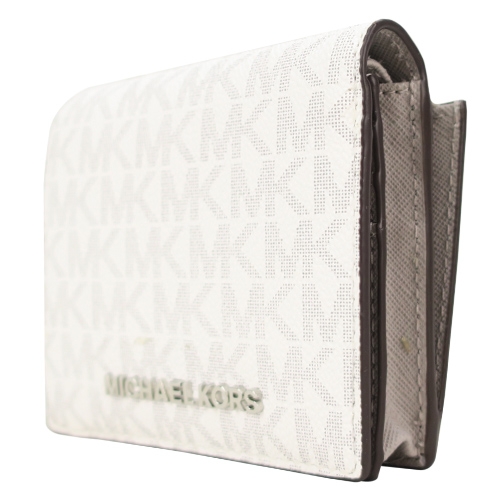 MICHAEL KORS JET SET滿版兩折短夾-銀白