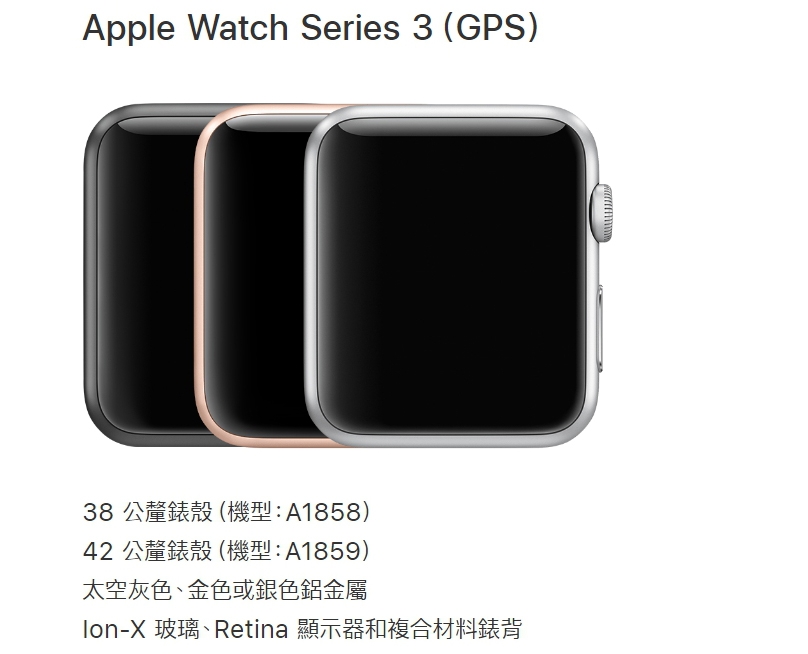 Apple Watch Series 3 GPS 42mm太空色鋁金屬錶殼+黑色運動錶帶