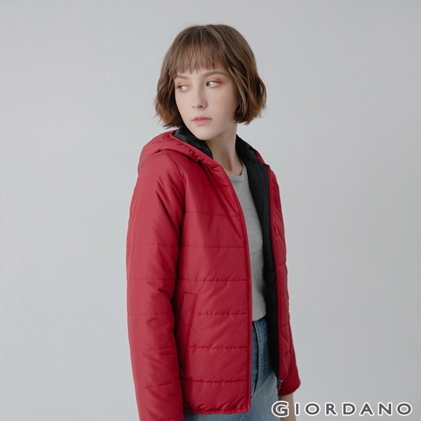 GIORDANO 女裝鋪棉連帽外套 - 24 標誌紅