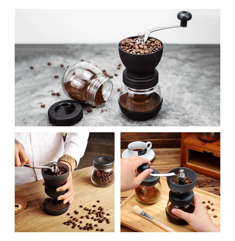 GREEGREEN 玻璃罐陶瓷芯磨豆機+咖啡粉罐