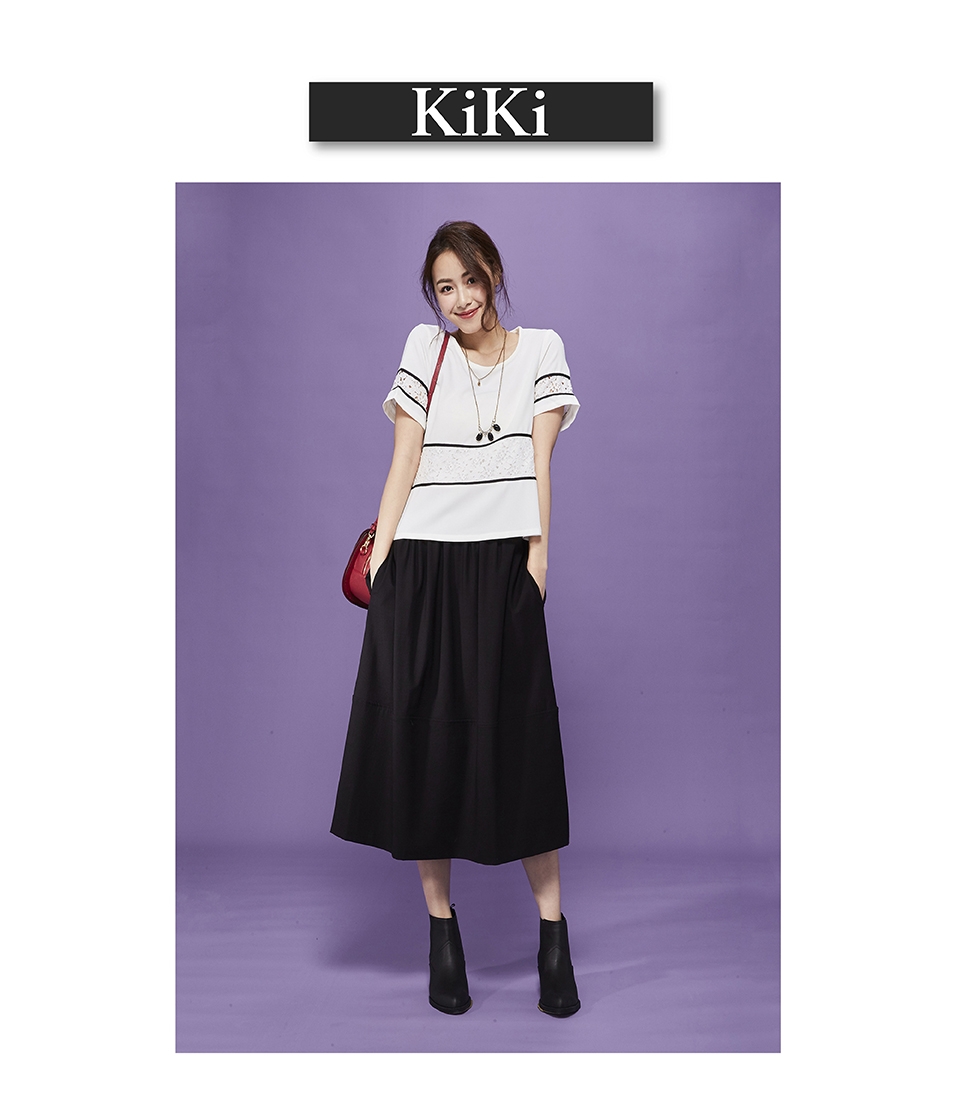 【KiKi】浪漫甜美蕾絲拼接素色-襯衫(粉色)