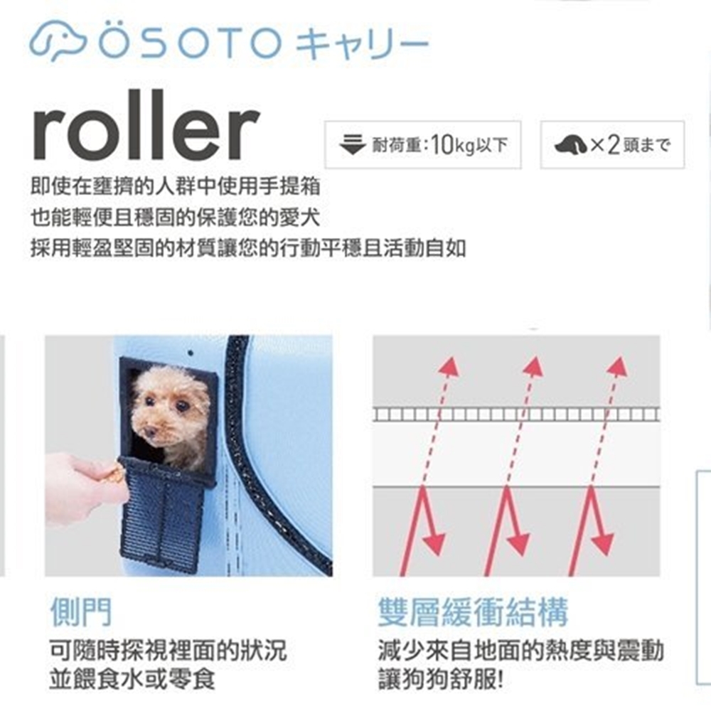 日本GEX《OSOTO-roller藍色｜白色｜黑色》任我行寵物登機箱