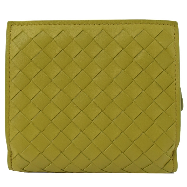 BOTTEGA VENETA經典編織釦式零錢短夾(芥末黃)