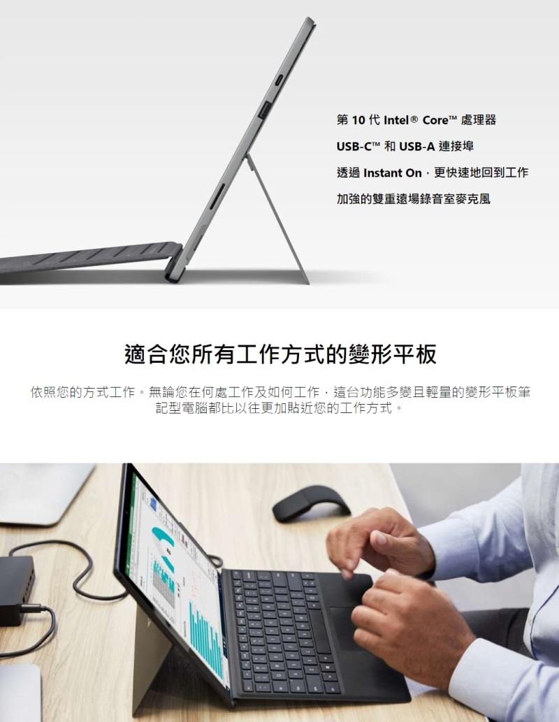 Microsoft Surface Pro 7 商務版 i5/8G/128G 白金