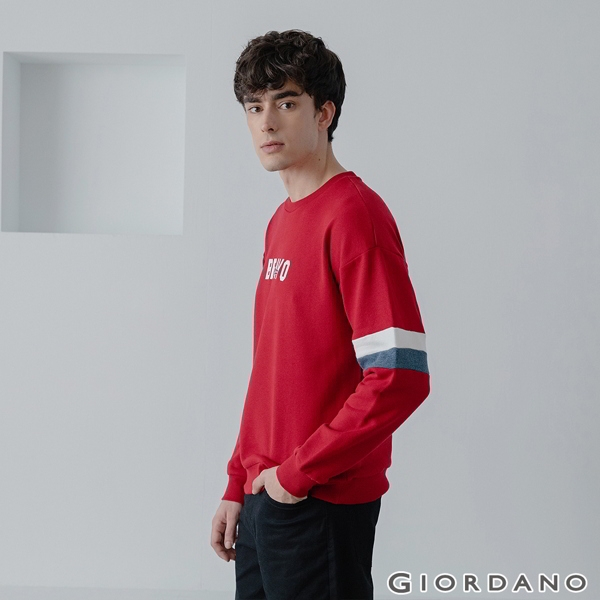 GIORDANO 男裝經典CAMPUS大學T恤 - 31 標誌紅