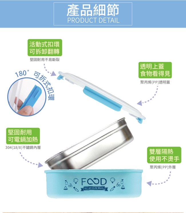 【掌廚可樂膳】304不鏽鋼長方保鮮便當盒
