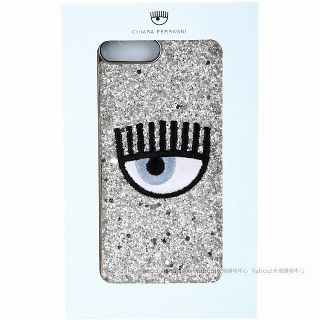 Chiara Ferragni i7/8 PLUS 刺繡眼睛銀色亮片手機殼(5.5吋)