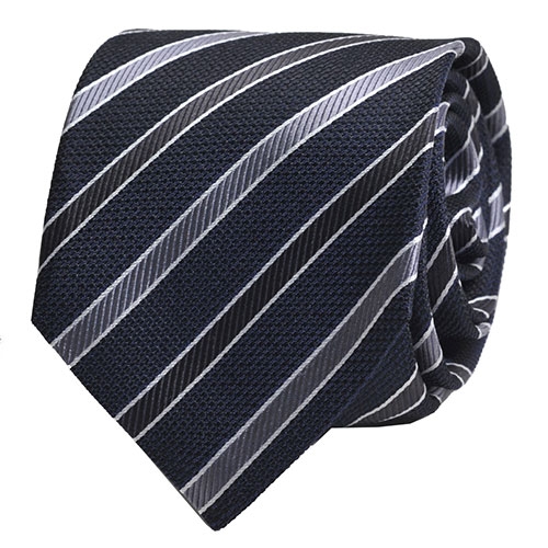 DAKS 優雅斜紋圖騰領帶(黑藍底/灰紋)