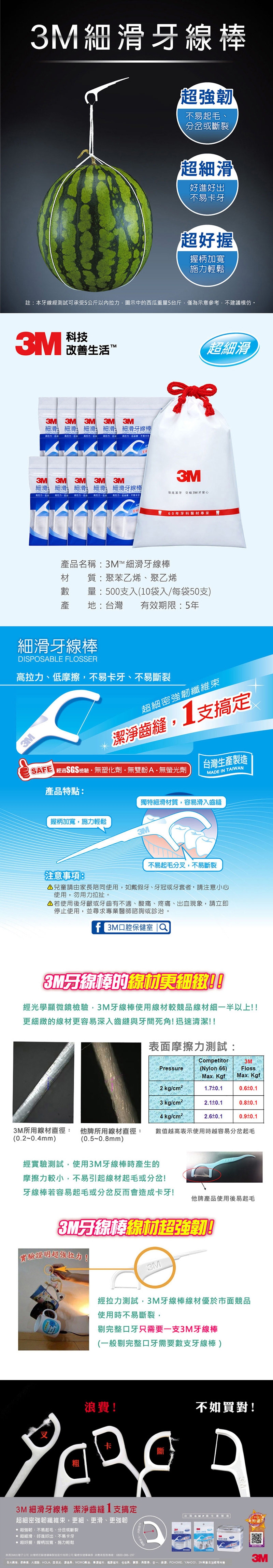 3M 新一代單線細滑牙線棒散裝箱購超值組 (1500支入)