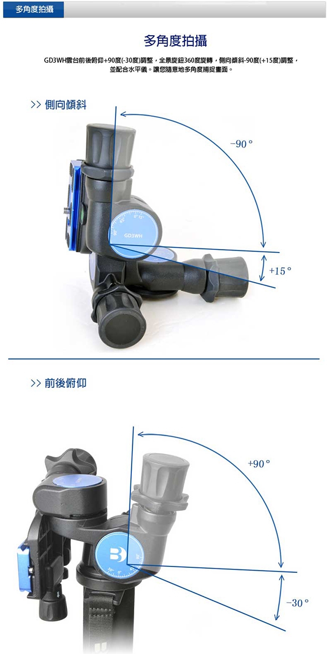 BENRO百諾 GD3WH 三向齒輪雲台