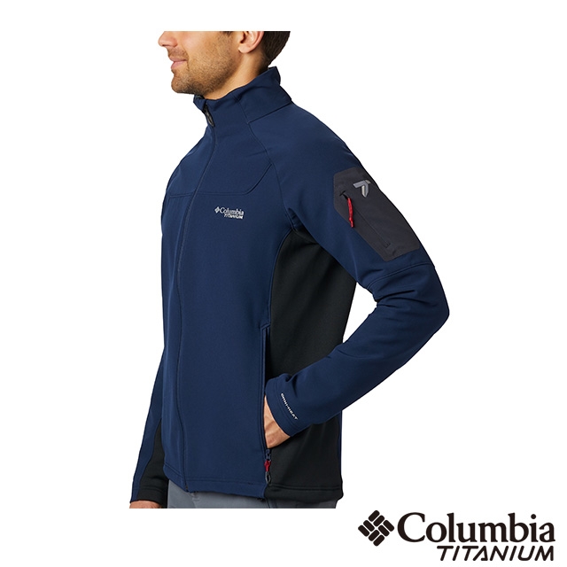 Columbia 哥倫比亞 男款- 鈦 防潑鋁點保暖軟殼外套-深藍