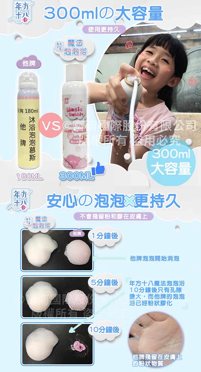 年方十八 魔法泡泡浴300ml(棉花香/薰衣草香/草莓香)