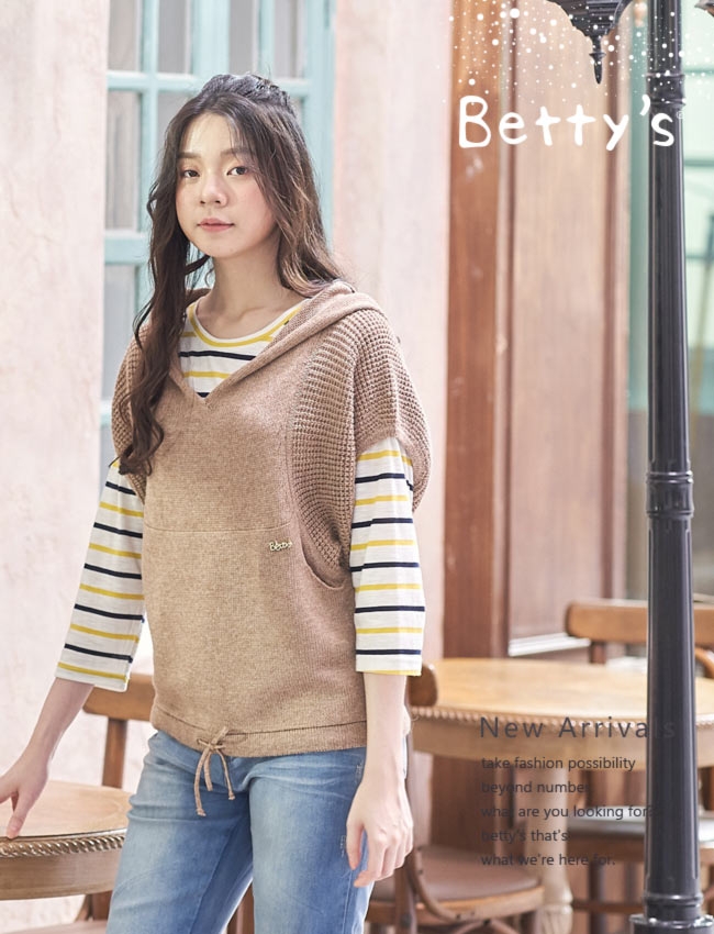 betty’s貝蒂思　泡泡袖連帽毛衣(駝色)