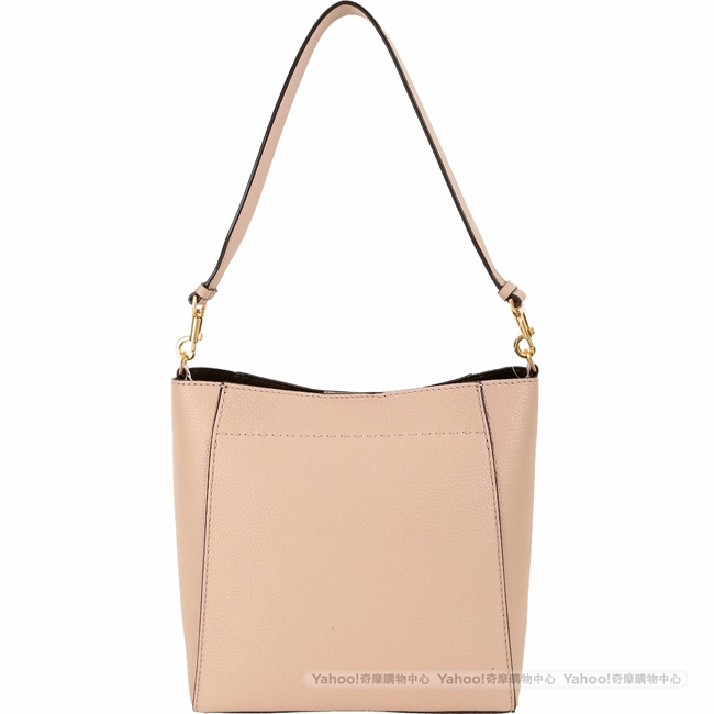 TORY BURCH McGraw Hobo 縫線牛皮肩背包(粉裸色)