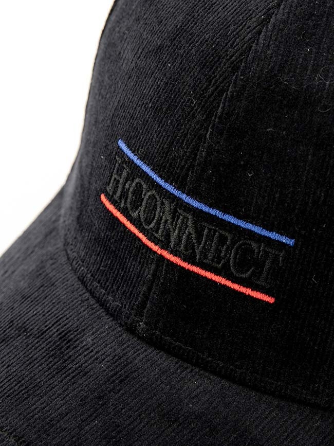 H:CONNECT 韓國品牌 配件 - 電繡字樣絨面棒球帽-黑