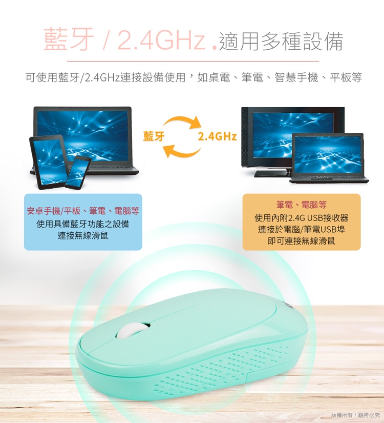 aibo 藍牙+2.4G 雙模式 無線靜音滑鼠