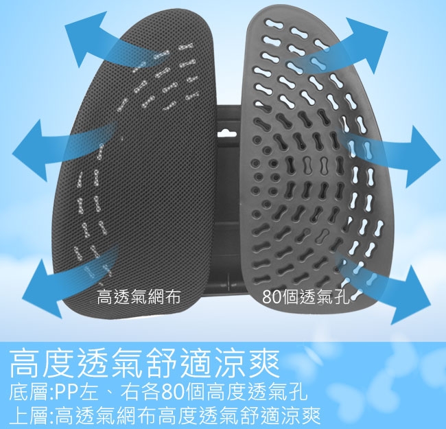 人體工學 調整式透氣雙背腰靠一個