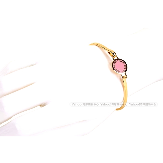 MARC JACOBS MJ Logo Disc Hinge 字母琺瑯圓盤手環(粉色)