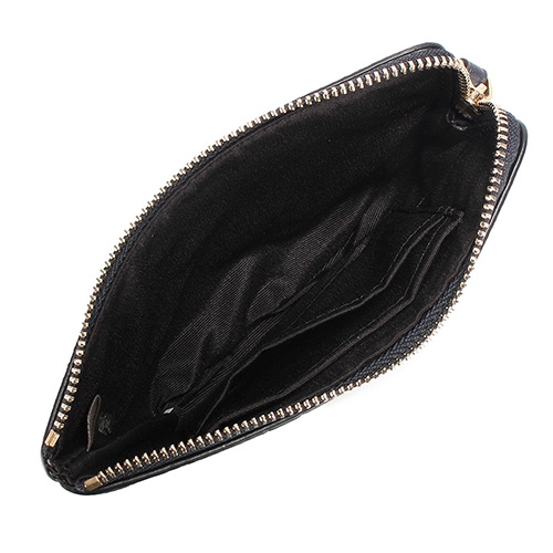 COACH 立體馬車LOGO霧面雙C防刮L型拉鍊手拿包-黑色