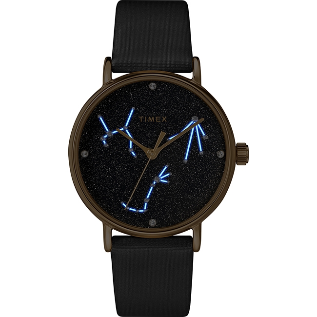 TIMEX 天美時 復刻系列 Swarovski星象手錶- 黑/37mm
