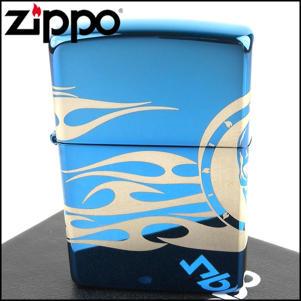 ZIPPO 美系~Tattoo Design-骷髏火焰圖案-4面連續雷射雕刻加工打火機