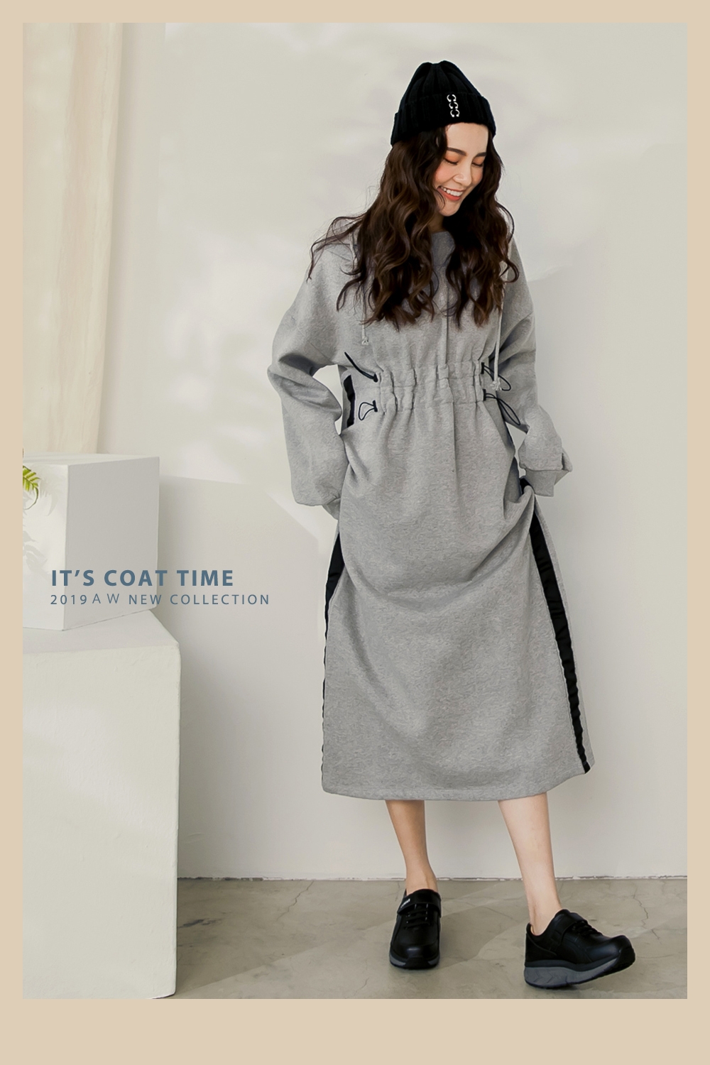 【CUMAR】休閒主義 - 簡約休閒魔鬼氈綁帶健走厚底休閒鞋-黑