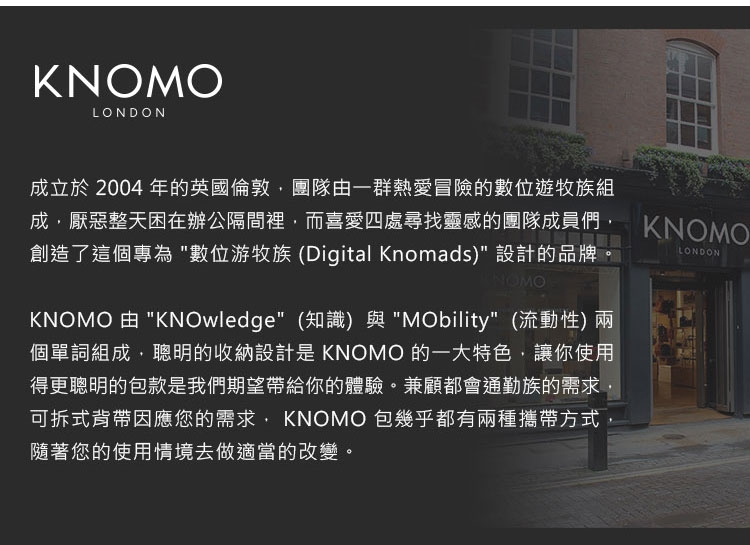 KNOMO 英國 Carrington 輕便斜背包 - 經典黑 10 吋